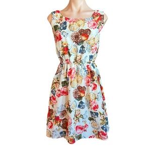 Classic Multicolor Floral Midi Dress